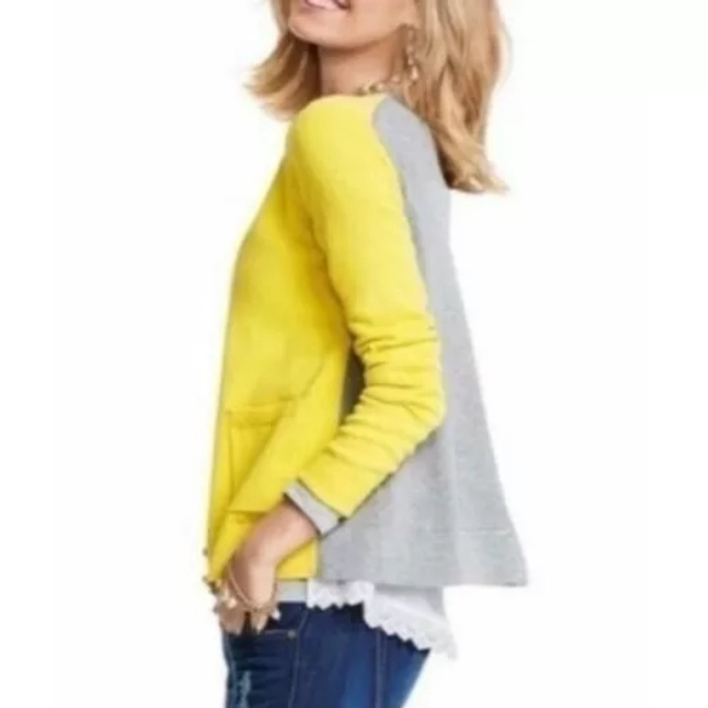 Cabi Sweater Button up Cami Cardigan Blogger Favorite Lace Colorblock Sz Small